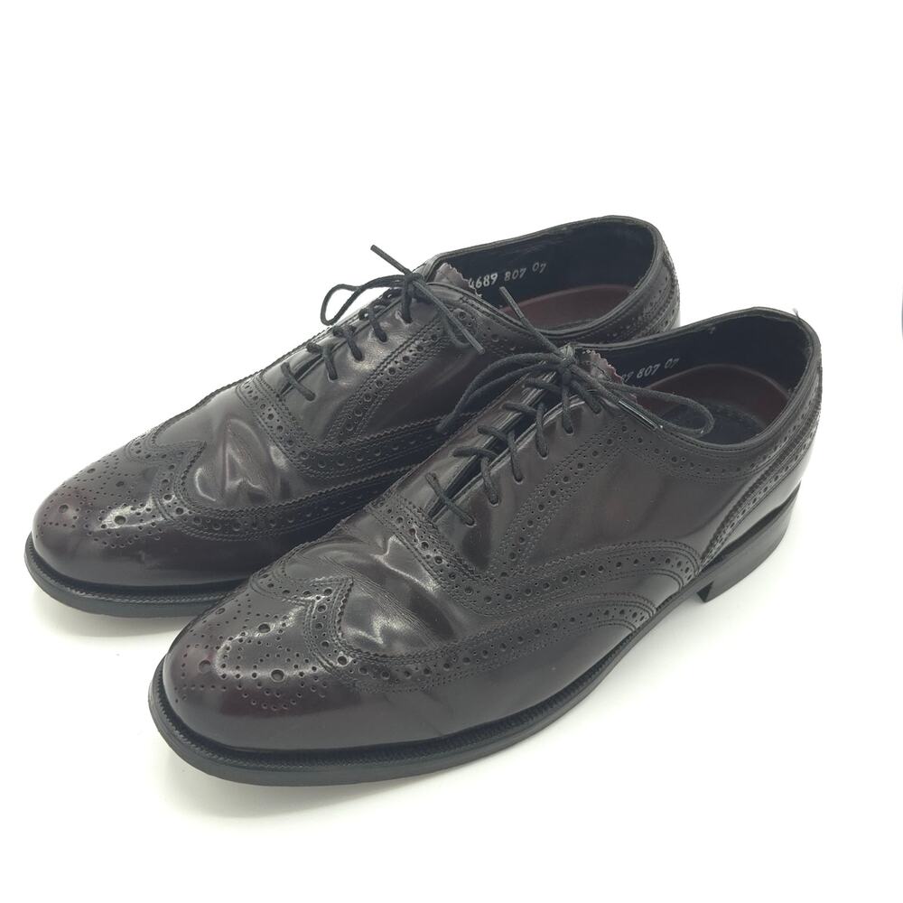 Florsheim Lexington Men's Size 8 Wingtip Oxfords Burgundy Leather